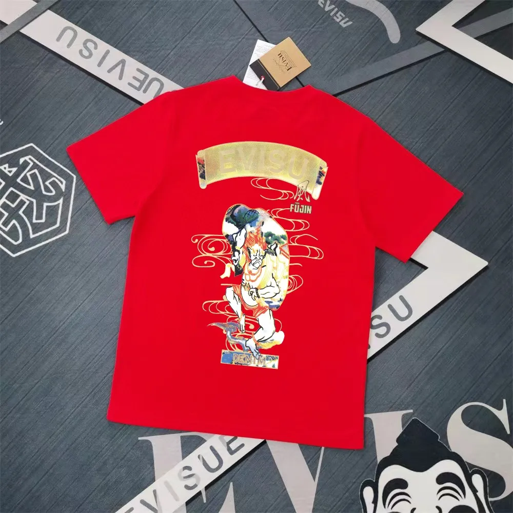 Evisu 2025New Arrival T ⚠ Quality⚠ Same Style T 。 ，Black S-XXL，White S-XXL，Gray M-XXL，Red S-XXL， Red M-XXL